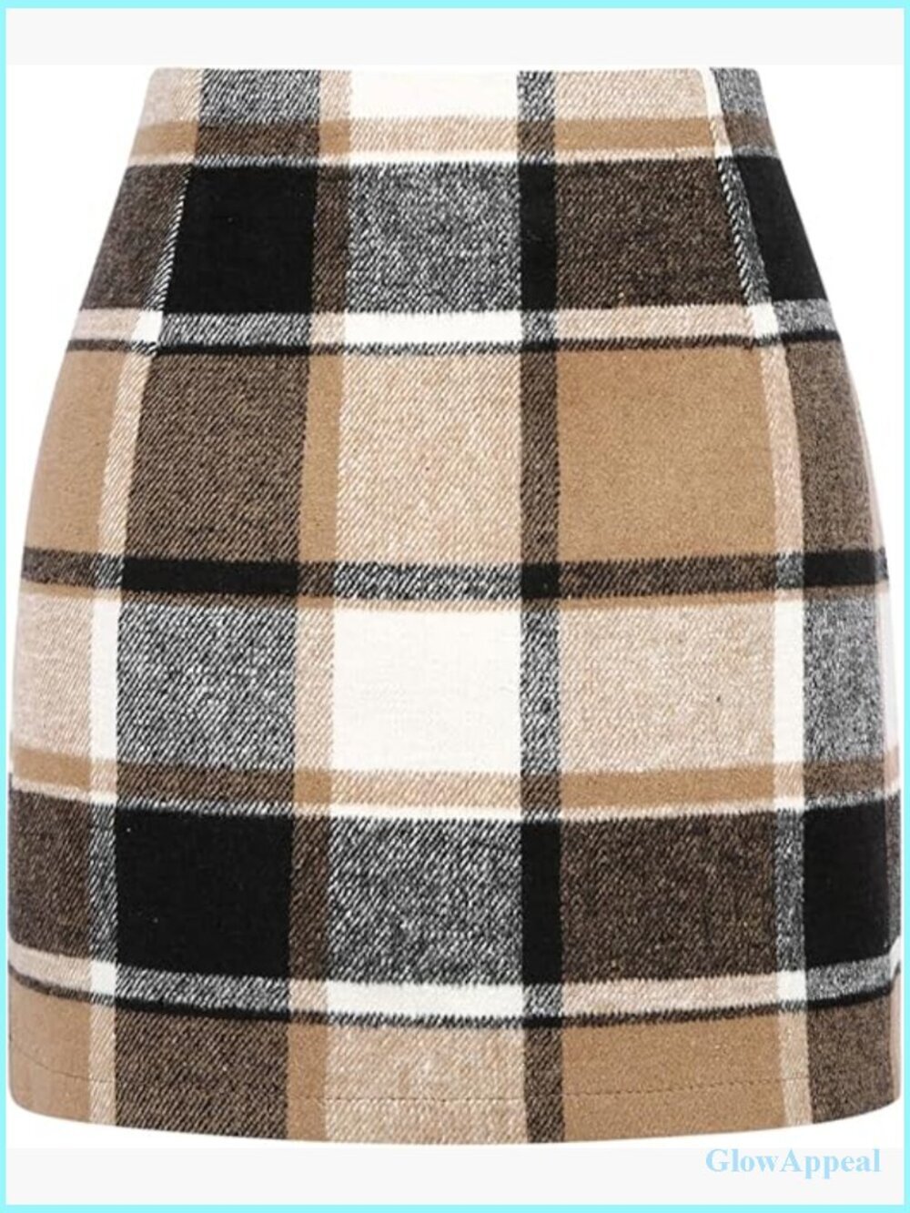 High Waist Wool Plaid Mini Skirt Bodycon Pencil Skirt Business Casual